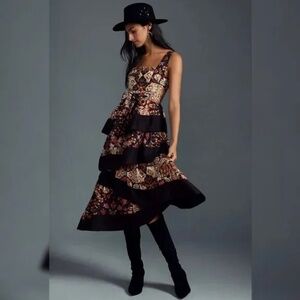 By Anthropologie Square-Neck Tiered Midi Dress - SP